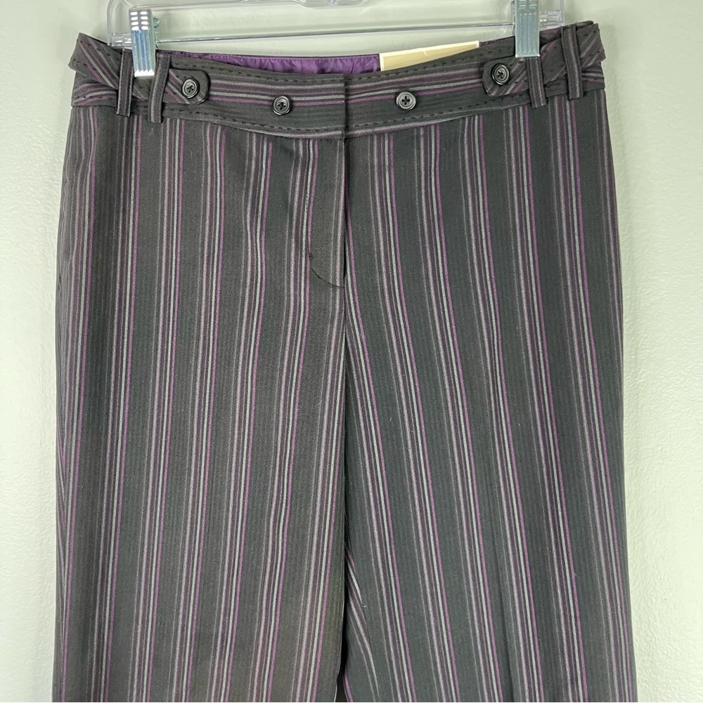 Cato Pants Women’s 8 Purple Black Stripe Contemporary Lower Rise Straight Leg - Picture 4 of 13